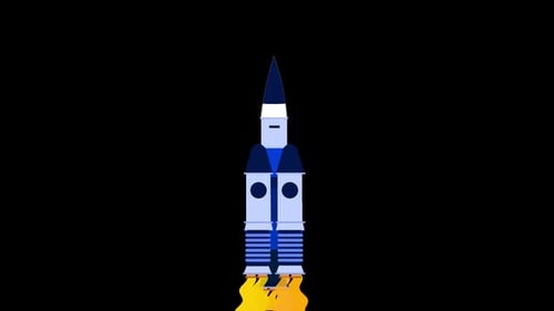 space shuttle rocket launch for outer space exploration mission alpha channel animation