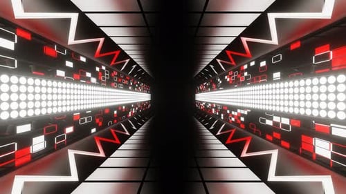 Red And White Neon Light Corridor Background Vj Loop In 4K