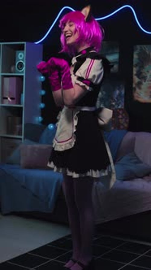 Anime Cat Maid Cosplay in Playful Mood