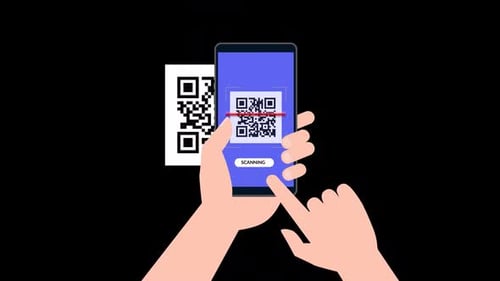 Smartphone Scanning QR Code Animation HD On Alpha