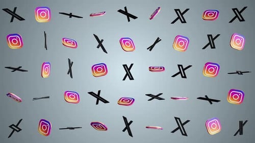Rotating Instagram and X Social Media Logos Pattern