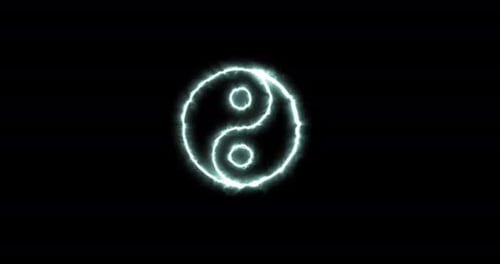 Electric Neon Glowing Yin and Yang Symbol