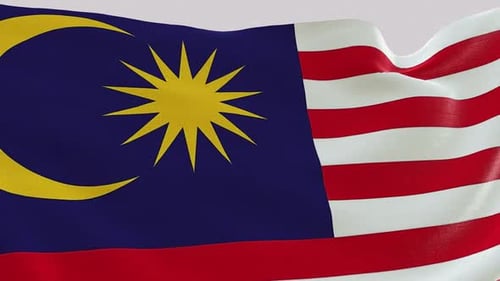 Waving Malaysian Flag Realistic Seamless Loop Animation