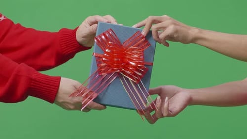 Giving a Birthday Present on Green Screen