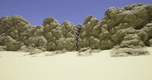 Unique Rock Formations in a Vast Desert Under Clear Blue Skies