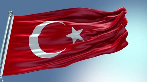 Vidéo du drapeau de la Turquie ondulant dans le vent, drapeau de la Turquie, boucle d'ondes ondulant dans le vent