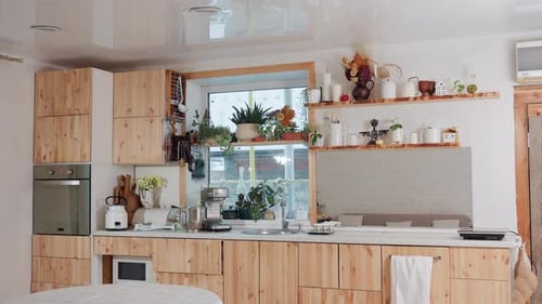Rustic Kitchen Interior with Natural Wood Elements