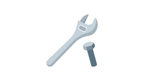 Flat Design Wrench and Bolt Assembly Animation