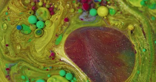 Colorful Paint Macro Bubbles Abstract Liquid Background