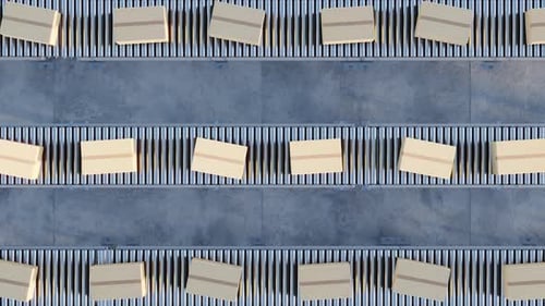 Caixas de papelão em rolos transportadores