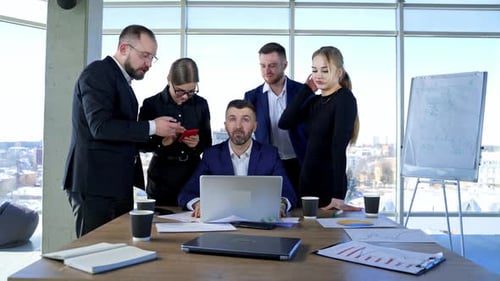 Business Team Collaborating in Modern Office on Project
