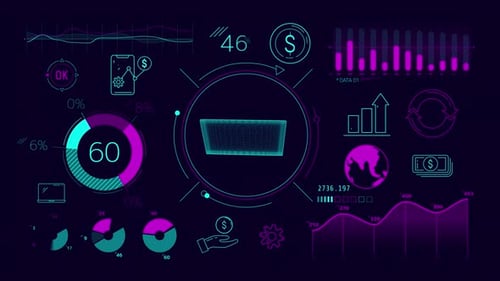 Infographics About Dollar Circulation and Fintech Animated on the Alpha Channel