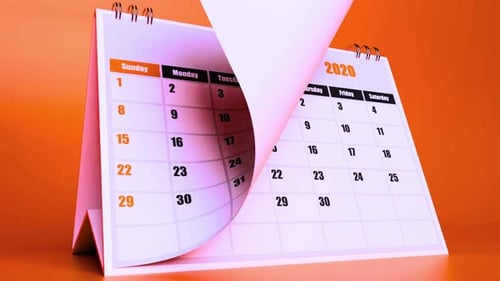 Animated Desk Calendar Flipping Pages for Year 2020