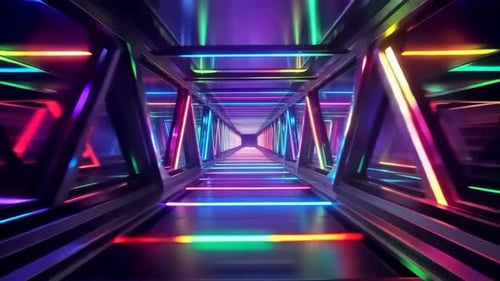 Fond de mouvement de tunnel au néon cyberpunk futuriste