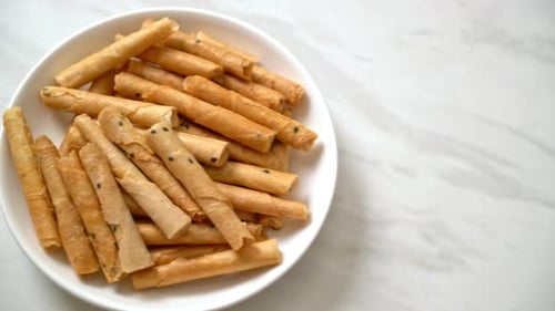 crispy coconut roll - a type of rolled wafer, a traditional dessert in Thailand