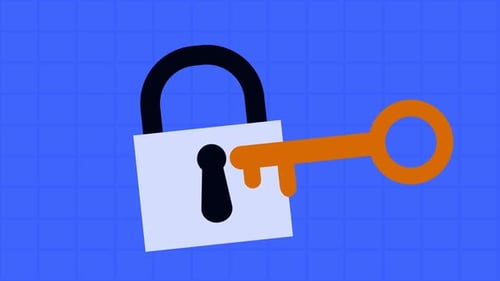 Animated Padlock Unlocking with Key Flat Design