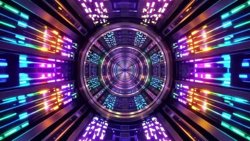Futuristic Neon Digital Portal Loop with Glowing Lights