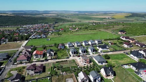 aerial orbit of brand new vacation neighborhood in Romania
