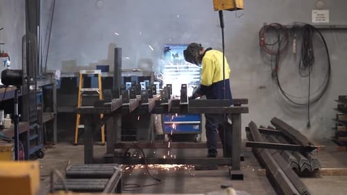 Boiler Maker Welding Steel and Metal for Industrial Construction