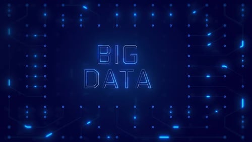 Big Data Word Text with neon circuit board design or computer semiconductor design