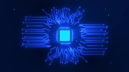3D Computer Processor CPU Processor Starting Booting Circuit Burst Digital Energy