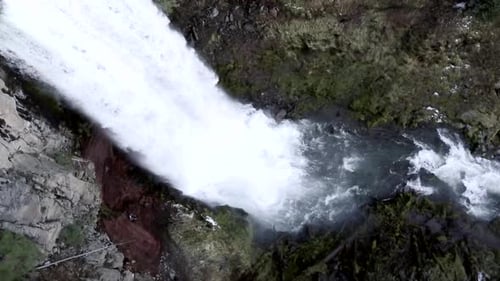 Awesome Waterfall with Strong Water Flow on a Mountain