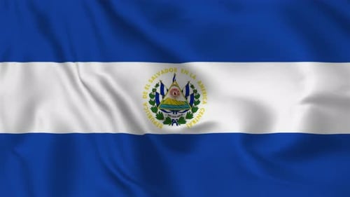 El Salvador National Flag Waving Realistic Loop Animation