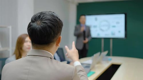 Business Presentation with Data in Modern Office