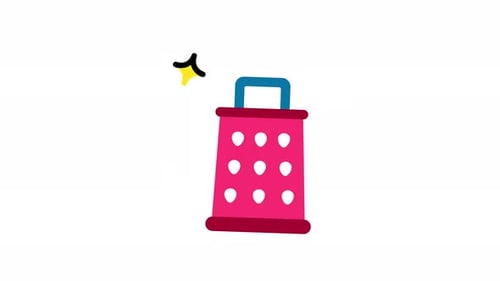 Animated cheese grater icon . Seamless looping video with alpha channel