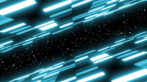 Neon Glowing High Tech Background, High Tech 3d Tunnel Background. Futuristic Digital Glowing Tunnel