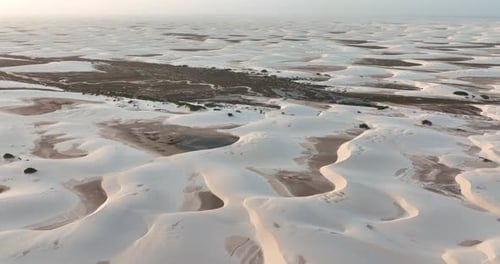 Aerial View of Sand Dunes in Lencois Maranhenses