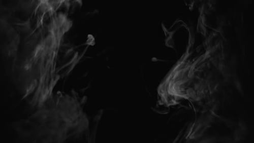 Slow Smoke Billowing on Black Background Overlay