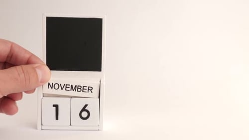 November 16th Date on White Block Calendar