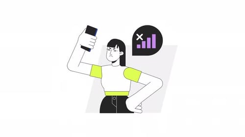 Phone user disconnected from network cartoon animation