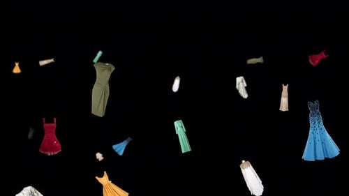 Moving animation of dresses. Transparent background and loop video.