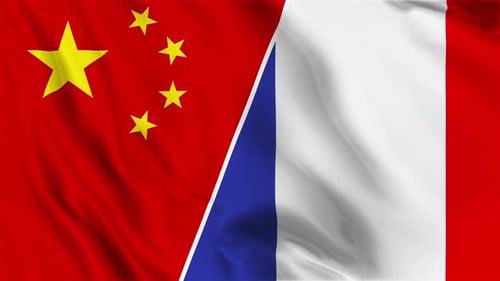 Waving Flags of China and France