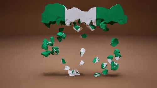 3D Nigeria Map Reassembly with Flag Texture Animation