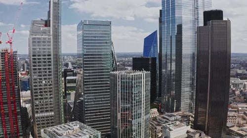 Panoramic Skyline View of Bank and Canary Wharf Central London's Leading Financial Districts