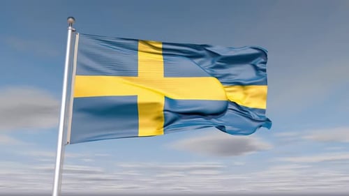 Swedish Flag Waving in Realistic 3D Animation