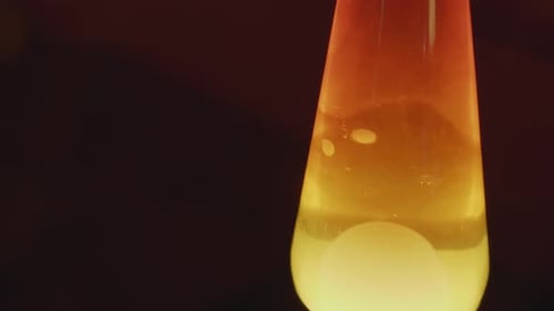 Lava Lamp Close up with orange bubbles