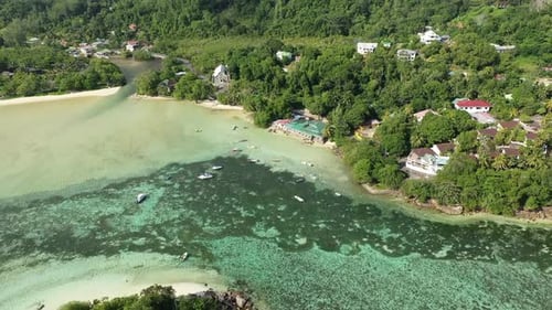 Amazing aerial view of Seychelle Island coastline