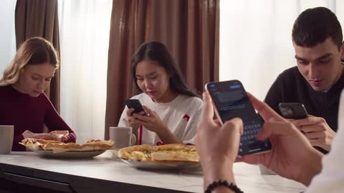 Phone Addiction Problem People with Mobile Cellphone Ignoring Each Other