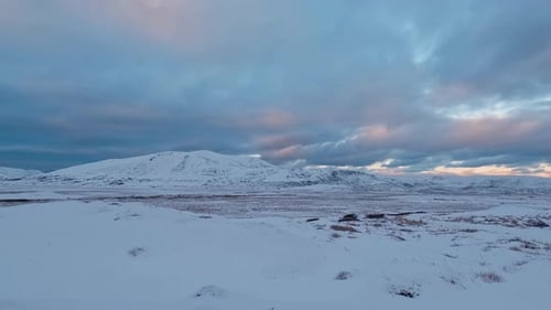 Snow-Capped Mountains In North Norway, Sky Time Lapse Rolvsøya