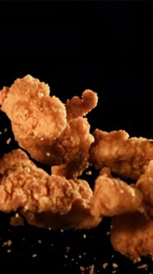 Nuggets Fly Up and Fall Down Filmed is Slow Motion 1000 Fps