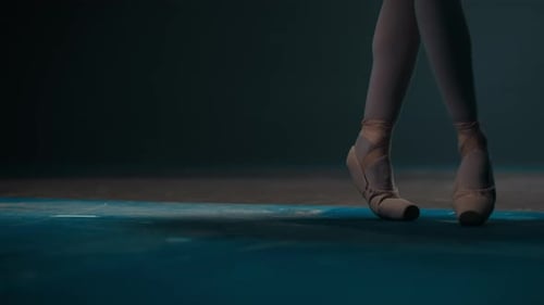 Ballet Dance and Rock Music Closeup View of Ballerina Feet in Pointe Shoes Selfexpression in Modern
