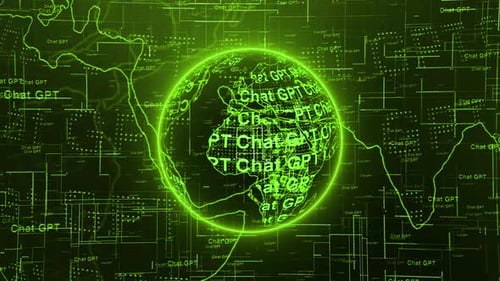 Chat Gpt 3d Earth Globe Technology Animated Background Green Color