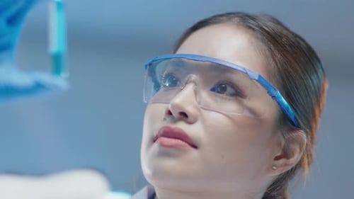 Scientists working test in laboratory for research on pharmacy for medical for disease and virus