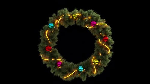 Rotating Christmas Wreath with Ornaments and Blinking Lights