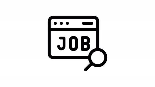 Animated Job Search Browser Icon Flat Design