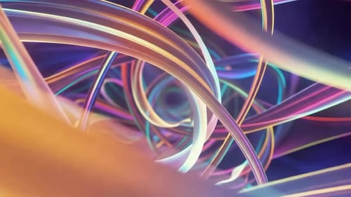 Rubans irisés colorés abstraits avec mouvement 3D fluide